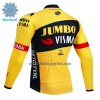 Wielershirt 2023 Jumbo-Visma Lange Mouw Winter Thermal Fleece Geel Zwart